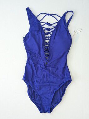 Bleu Rod Beattie Lets Get Knotty One-Piece Swimsuit Bottomless Blue Womens 4